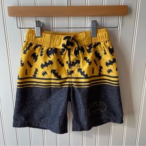 Batman Swim Trunks Shorts Elastic Waistband with Drawstring Size XS 4/5 (Boy)